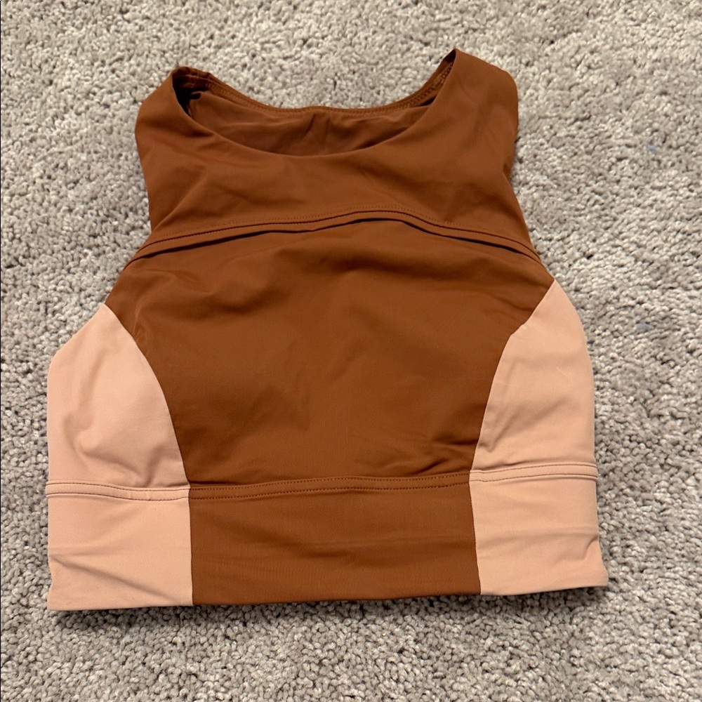 lululemon athletica Brown and Light Pink Colorblock Sports Bra